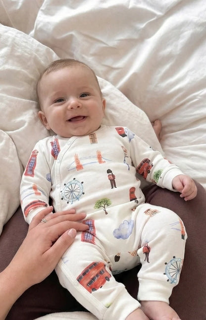 London Adventures Organic Cotton Baby Sleepsuit